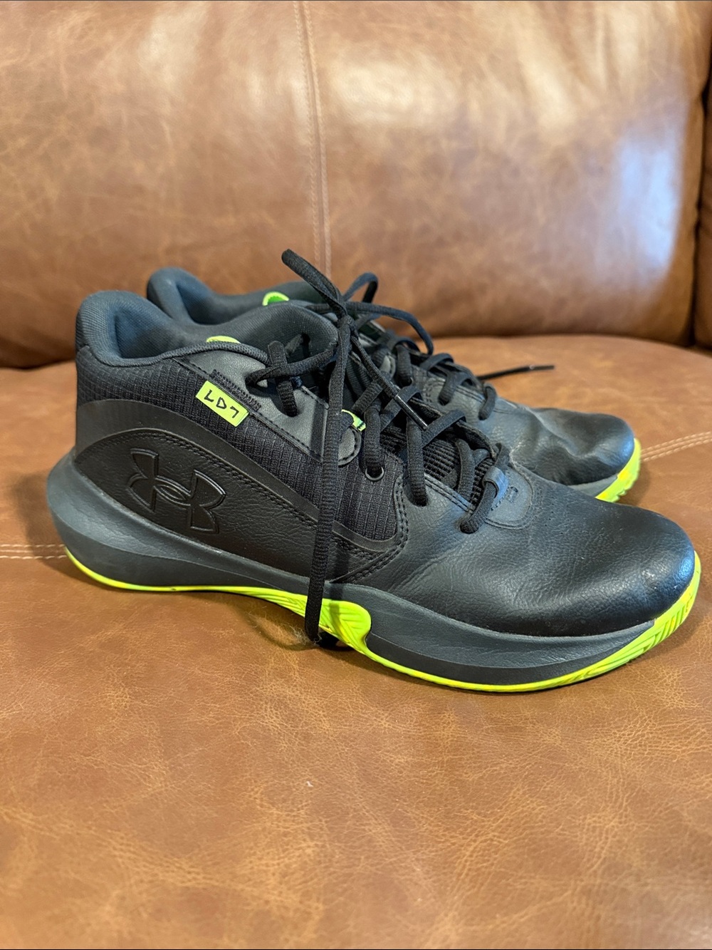 Under Armour LD7 Black and Neon Green Athletic Shoes